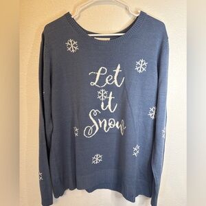 Christopher & Banks Blue 'Let it Snow' Crewneck Sweater
